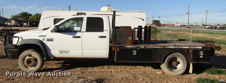 image for item DD4397 2008 Dodge Ram 4500 Quad Cab flatbed truck