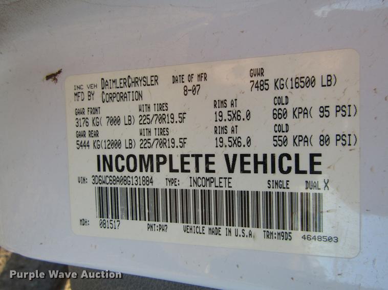 image for item DD4397 2008 Dodge Ram 4500 Quad Cab flatbed truck