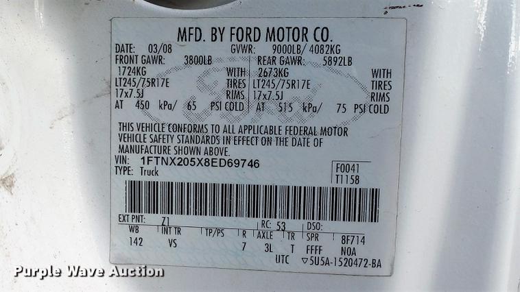 image for item DE4894 2008 Ford F250 Super Duty XL SuperCab pickup truck