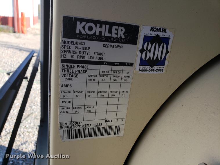 image for item EF9991 Kohler 80R02J generator