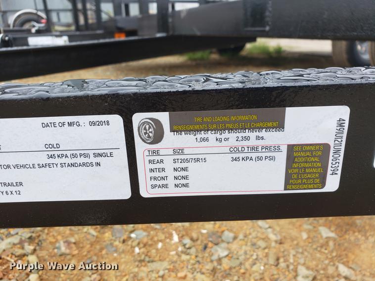 image for item EO9664 2018 MST 6X12 utility trailer