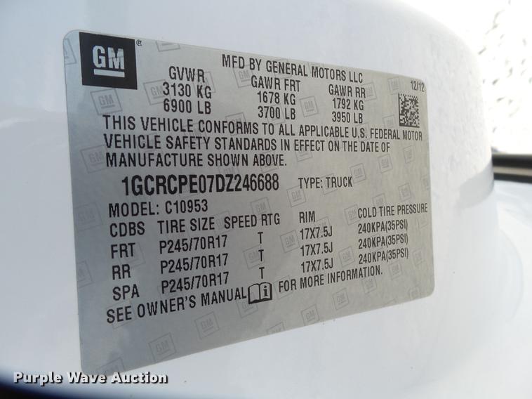 image for item FB9509 2013 Chevrolet Silverado 1500 Ext. Cab pickup truck