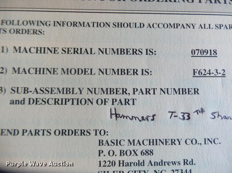 image for item DB7041 Basic Machinery Co Pulv-O-Pactor F624-3-2 clay grinding system
