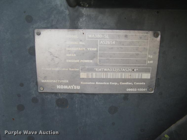 image for item DC1307 2005 Komatsu WA380-5L wheel loader