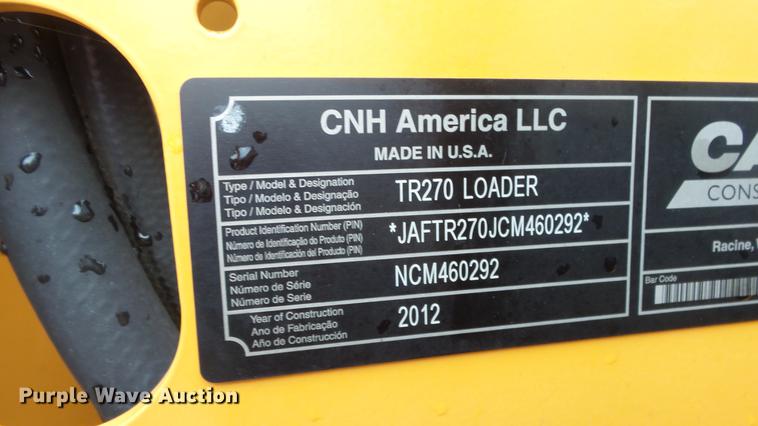 image for item DE7293 2012 Case TR270 skid steer