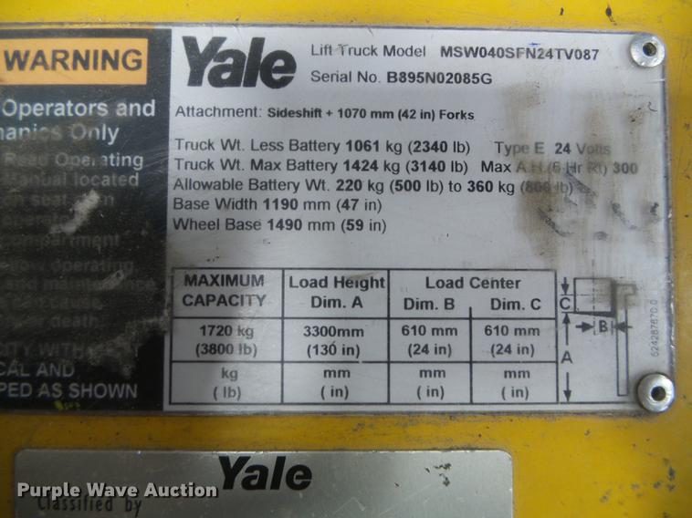 image for item DF2786 Yale MSW040-SFN forklift