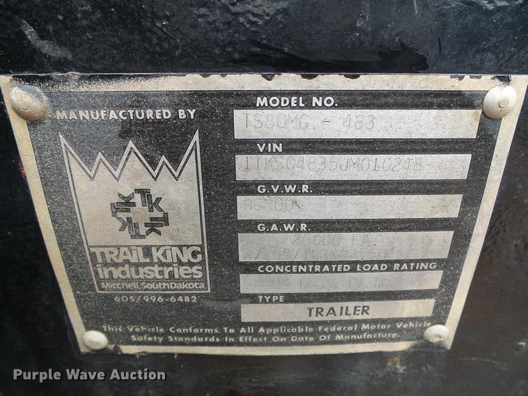 image for item DF2802 1988 Trail King TS80MG-483 low boy equipment trailer