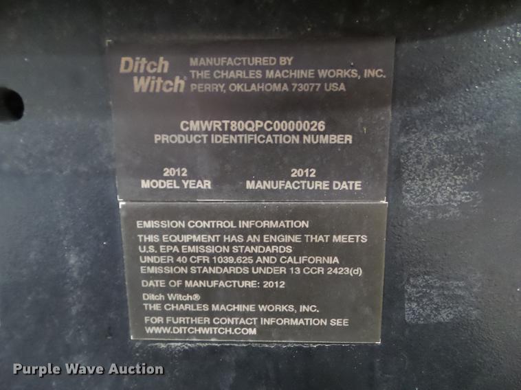 image for item DZ9451 2012 Ditch Witch RT80 Quad cable plow