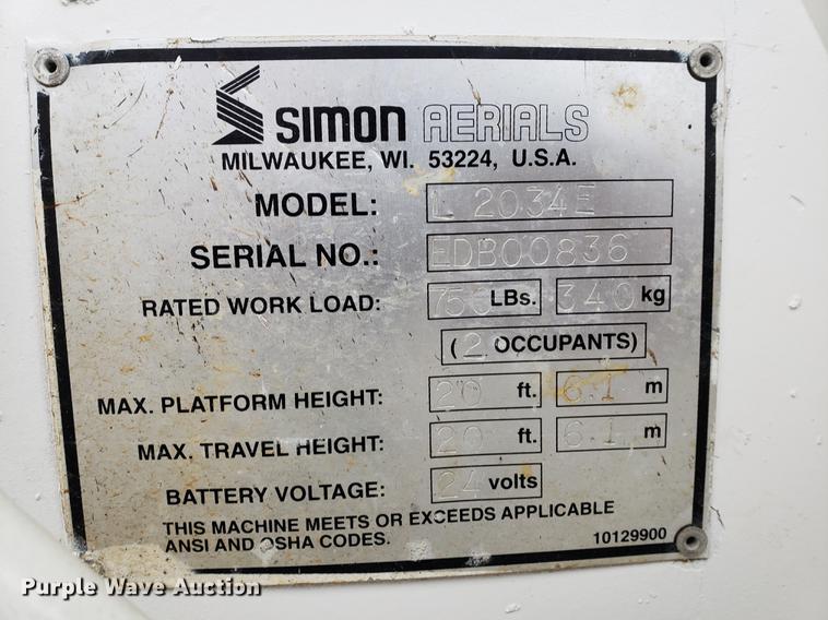 image for item EF9931 Simon L2034E scissor lift