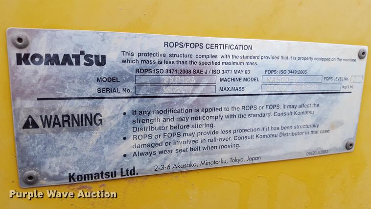 image for item EN9631 2013 Komatsu WA500-7 wheel loader