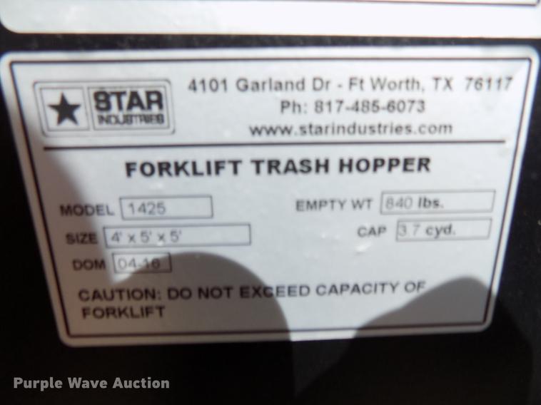 image for item FQ9030 Star Industries 1425 refuse hopper