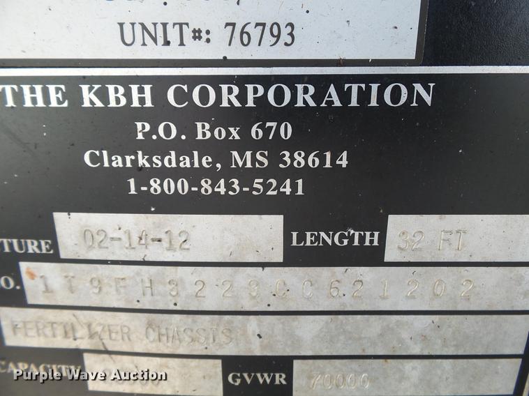 image for item DB7000 2012 KBH fertilizer tender trailer
