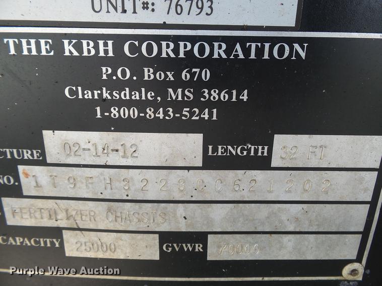 image for item DB7000 2012 KBH fertilizer tender trailer