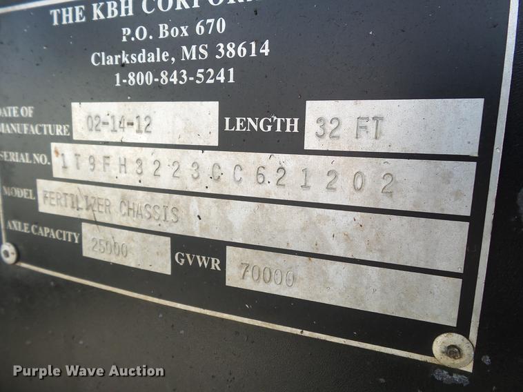 image for item DB7000 2012 KBH fertilizer tender trailer