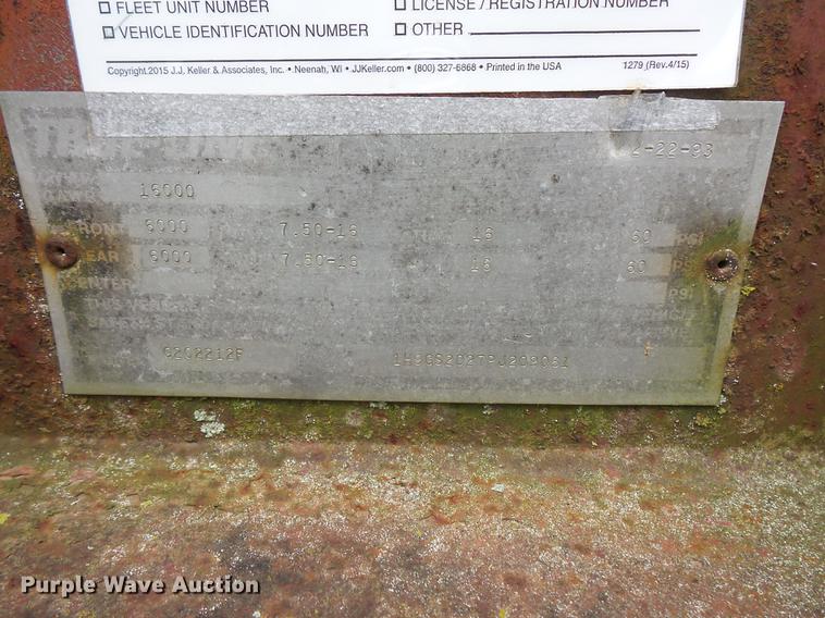 image for item FT9893 1993 Hayes utility trailer