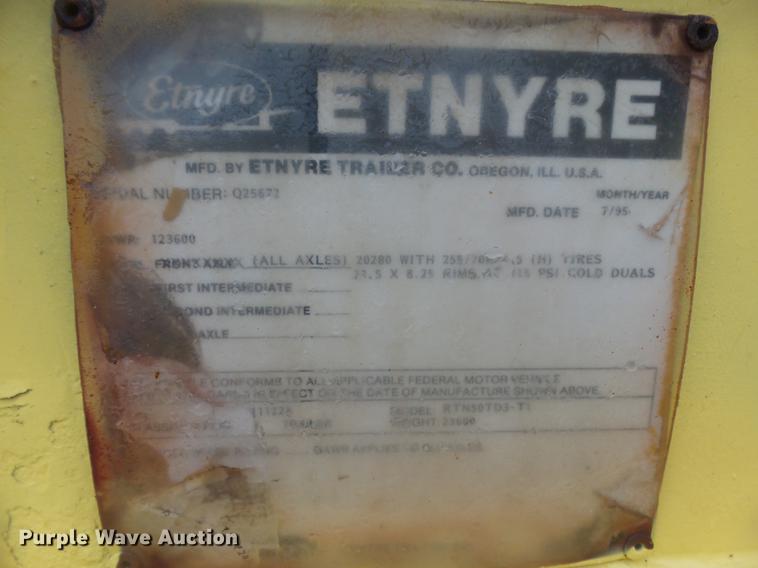 image for item DA3587 1995 Entyre lowboy equipment trailer