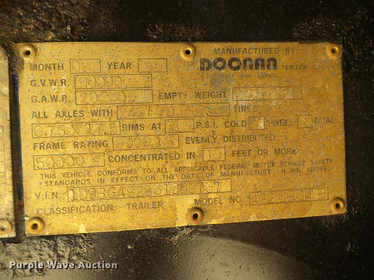 image for item DE5190 2003 Doonan 482DB14B equipment trailer