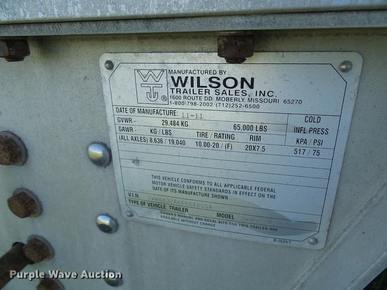 image for item DE5281 2012 Wilson DWH550 double hopper bottom commodity trailer