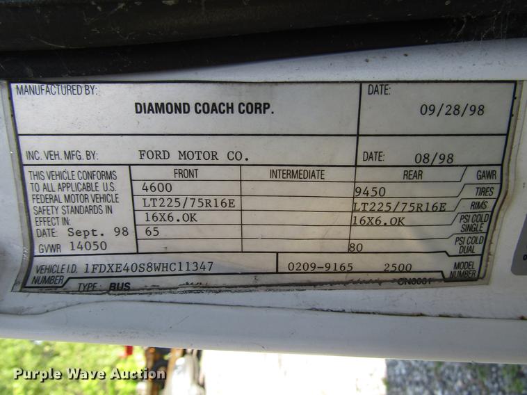image for item DB6109 1998 Ford Econoline E450 Super Duty shuttle bus