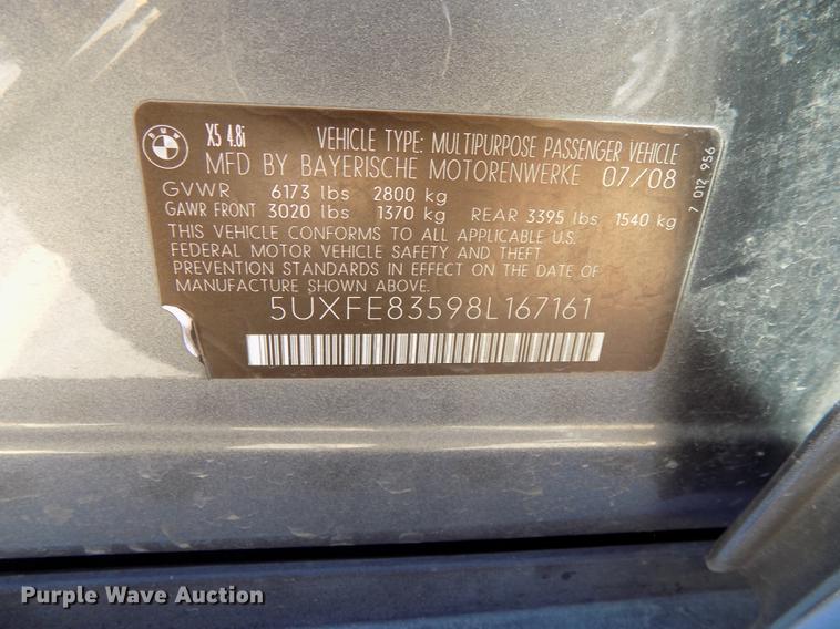 image for item DB8534 2008 BMW X5 4.8I SUV