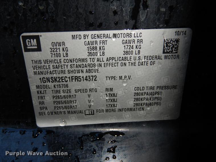 image for item DB9364 2015 Chevrolet Tahoe Police SUV