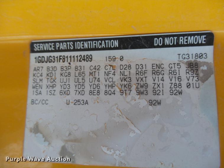 image for item DC3779 2001 GMC Savana G3500 Cargo Thomas school bus