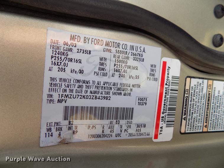 image for item DD3502 2003 Ford Explorer SUV