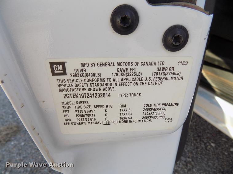 image for item DD3503 2004 GMC Sierra 1500 Ext. Cab pickup truck