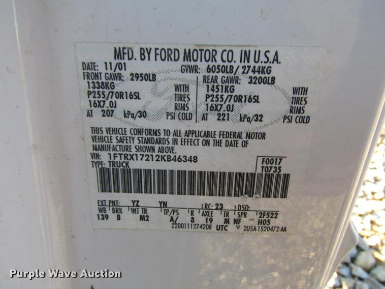 image for item DD3723 2002 Ford F150 SuperCab pickup truck