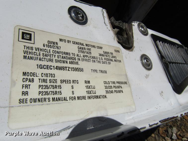 image for item DD3727 1996 Chevrolet 1500 pickup truck