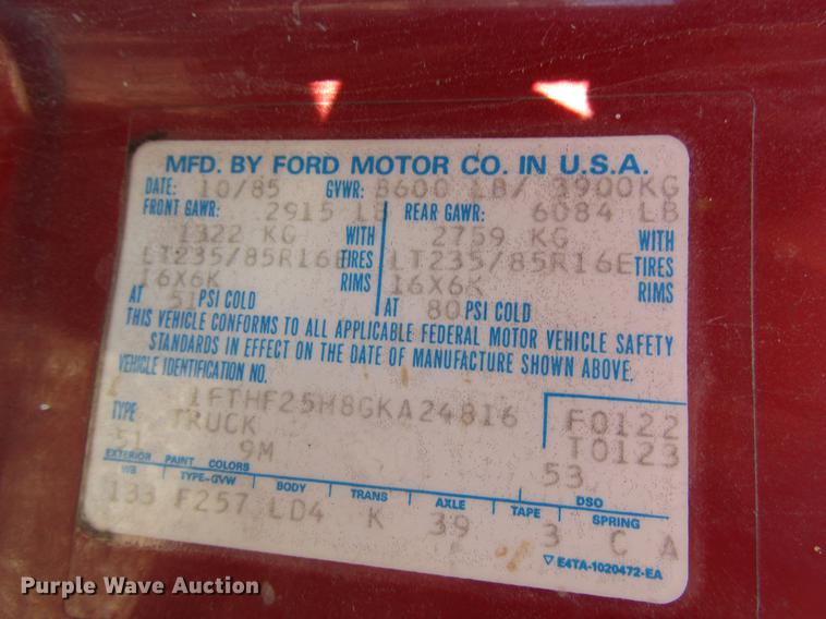 image for item DD3731 1986 Ford F250 pickup truck