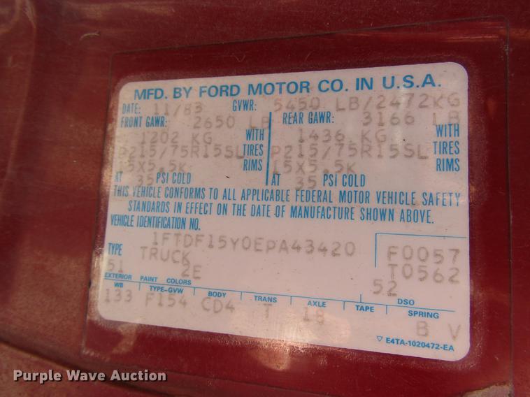 image for item DD3735 1984 Ford F150 pickup truck