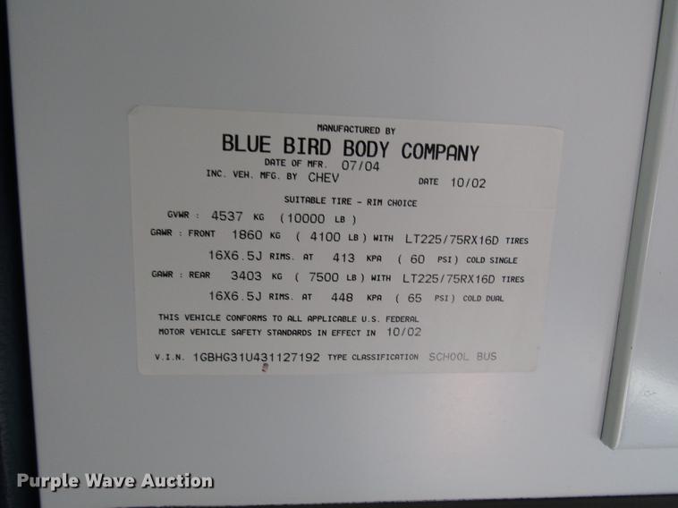 image for item DD3799 2003 Chevrolet Express 3500 school bus