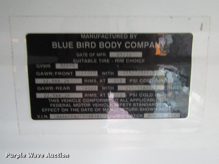 image for item DD3800 2001 Blue Bird TC2000 school bus