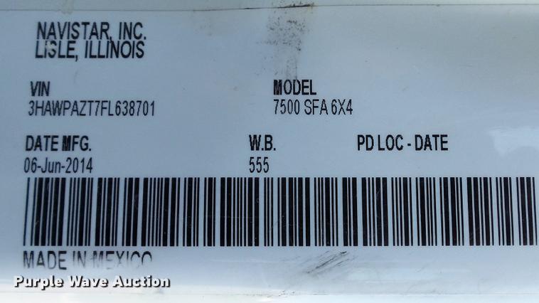 image for item DE4902 2015 International WorkStar 7500 dump truck