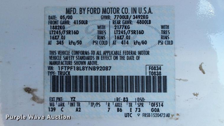 image for item DE4908 2000 Ford F150 pickup truck