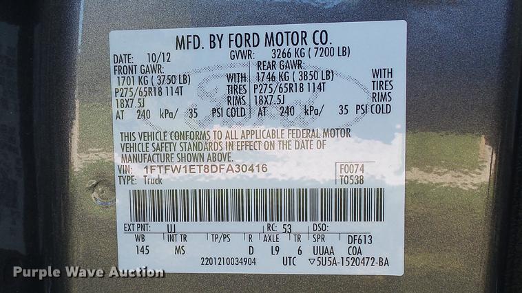 image for item DE4916 2013 Ford F150 SuperCrew pickup truck