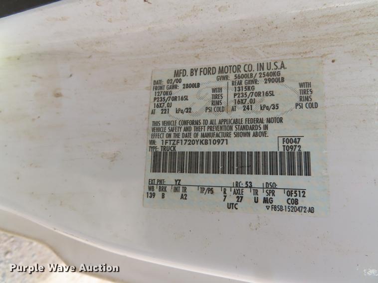 image for item DF1271 2000 Ford F150 pickup truck