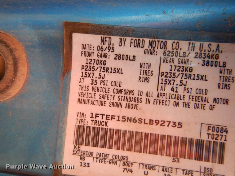 image for item DF1915 1995 Ford F150 pickup truck