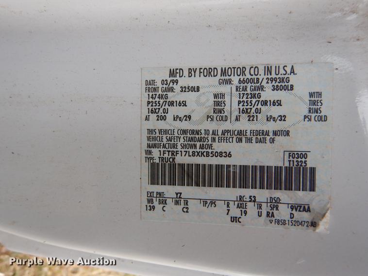 image for item DF1916 1999 Ford F150 pickup truck