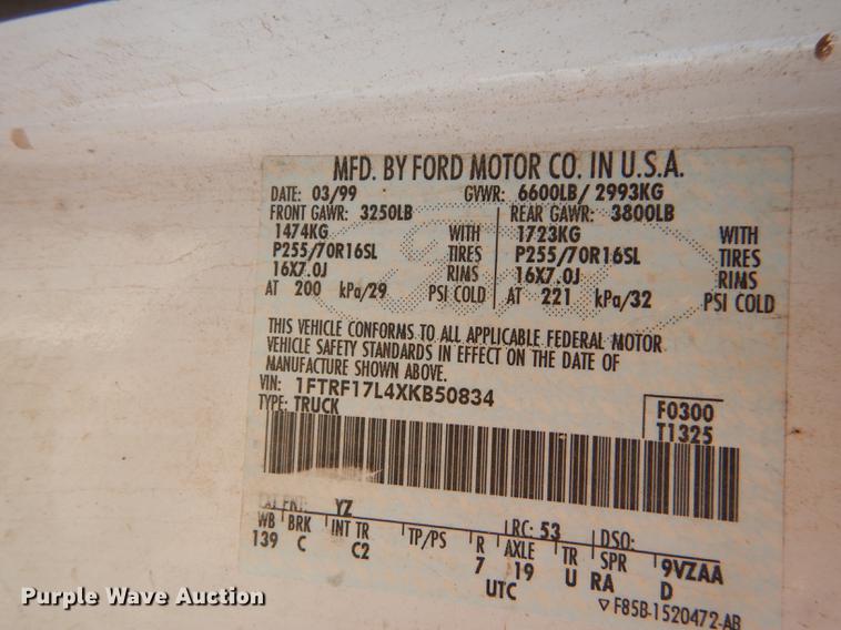 image for item DF1918 1999 Ford F150 pickup truck