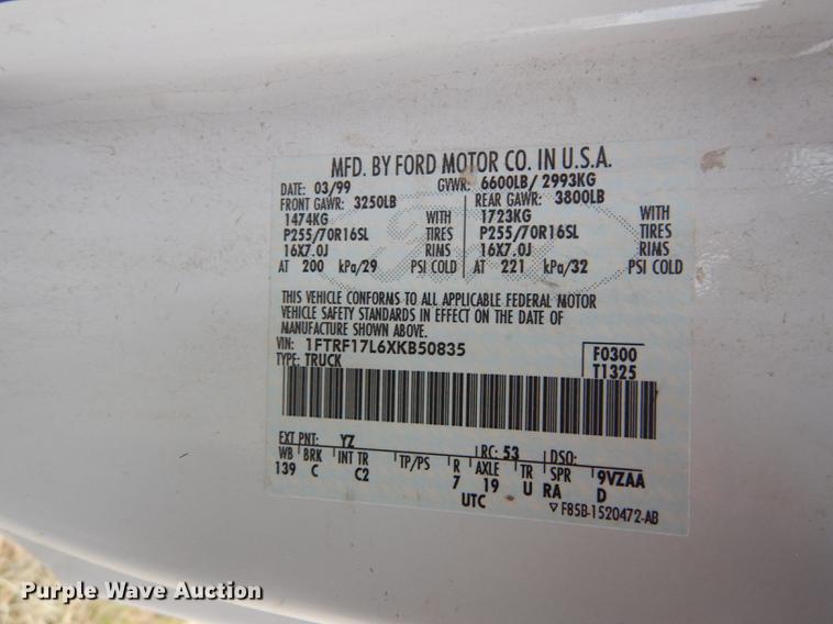 image for item DF1925 1999 Ford F150 pickup truck