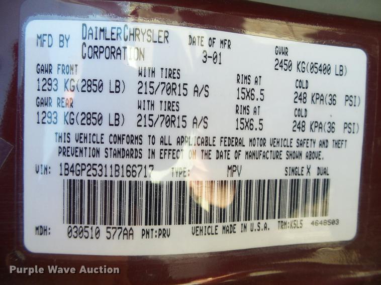 image for item DF2813 2001 Dodge Caravan SE van