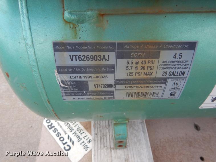 image for item DK9850 Campbell Hausfeld VT626903AJ air compressor