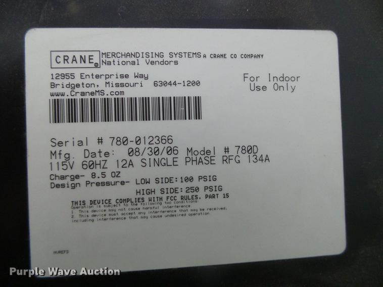 image for item EQ9009 2006 Crane National Vendors Sure Vend vending machine