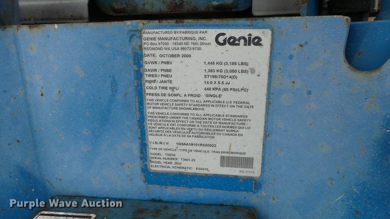 image for item AM9043 2001 Genie TMZ-34-19 boom lift