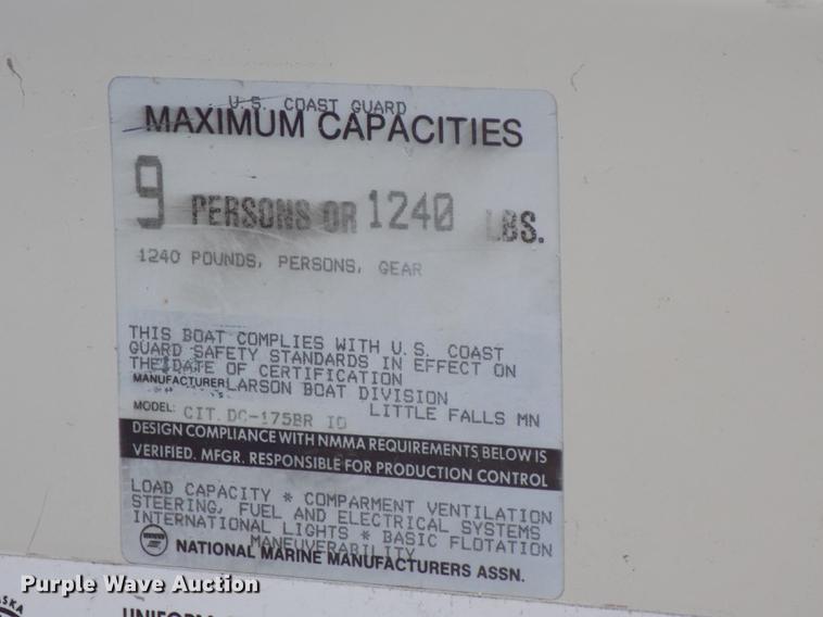 image for item DB8508 1988 Larson Citation DC175 boat