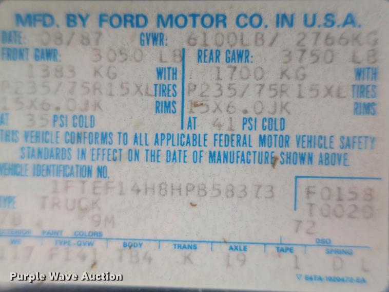 image for item DB8954 1987 Ford F150 XLT Lariat pickup truck