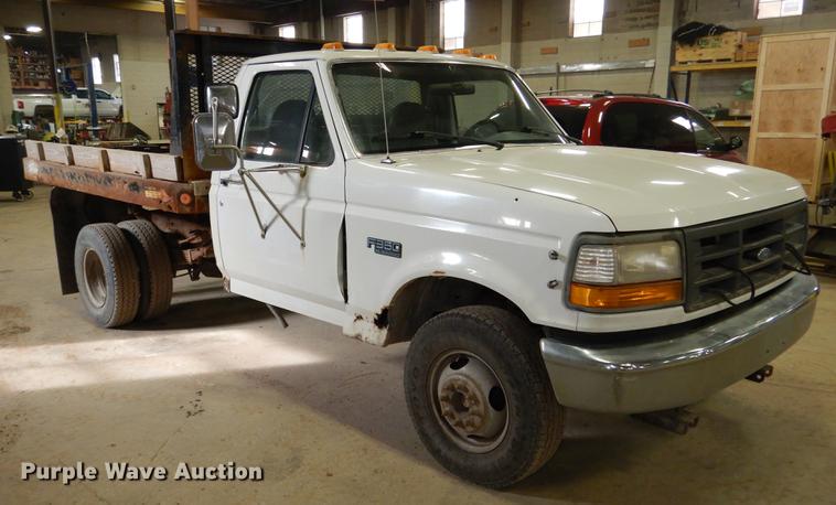 image for item DB9343 1997 Ford F350 XL dump flatbed pickup truck