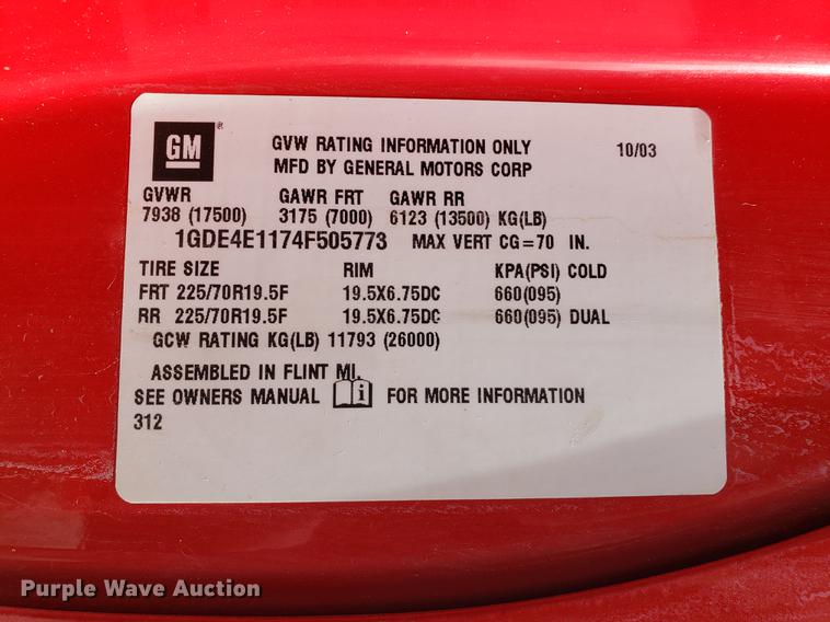 image for item DB9410 2004 GMC C4500 flatbed truck